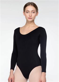 skin coloured leotard with long sleeves
