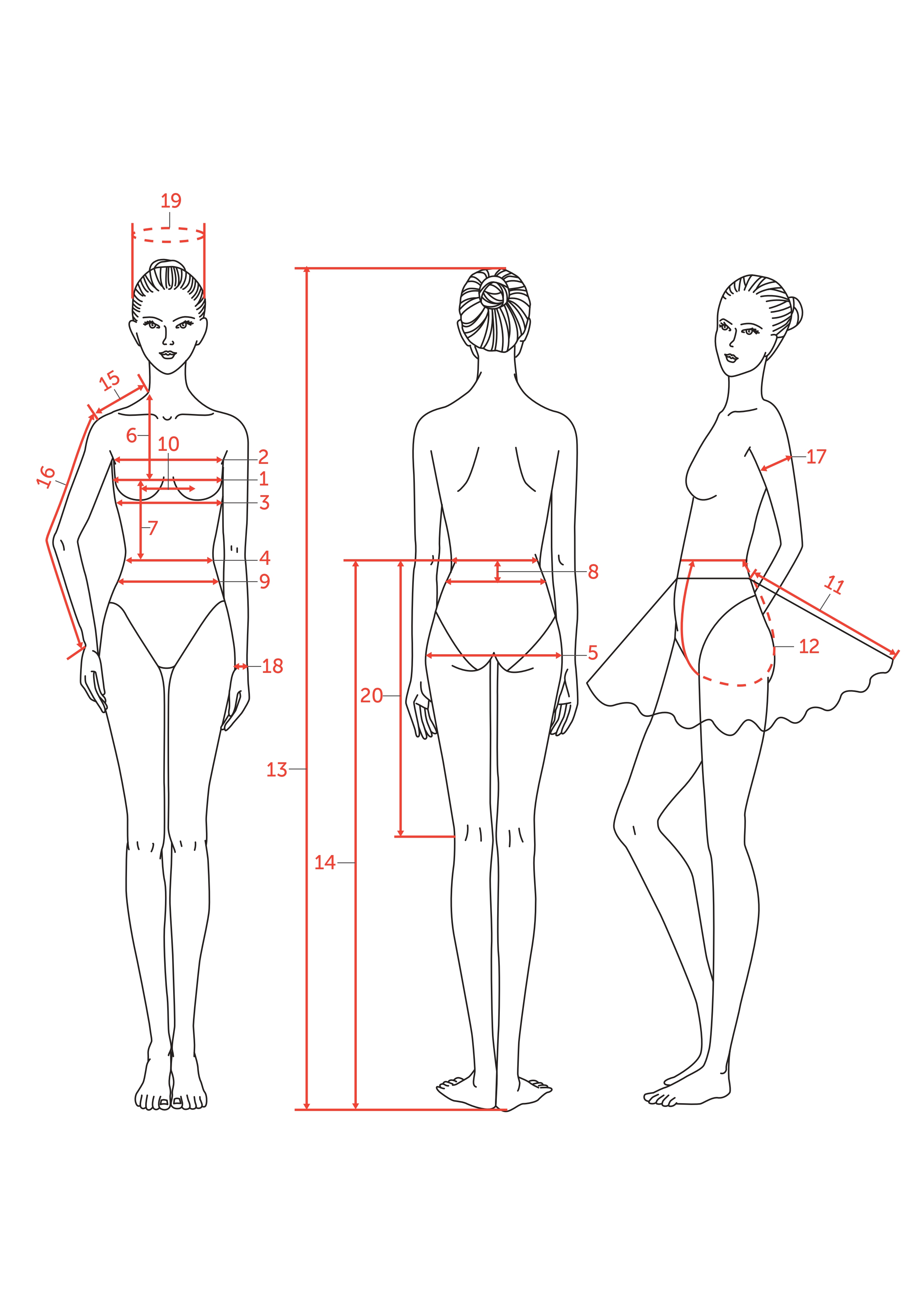 Women's costume measurement diagram